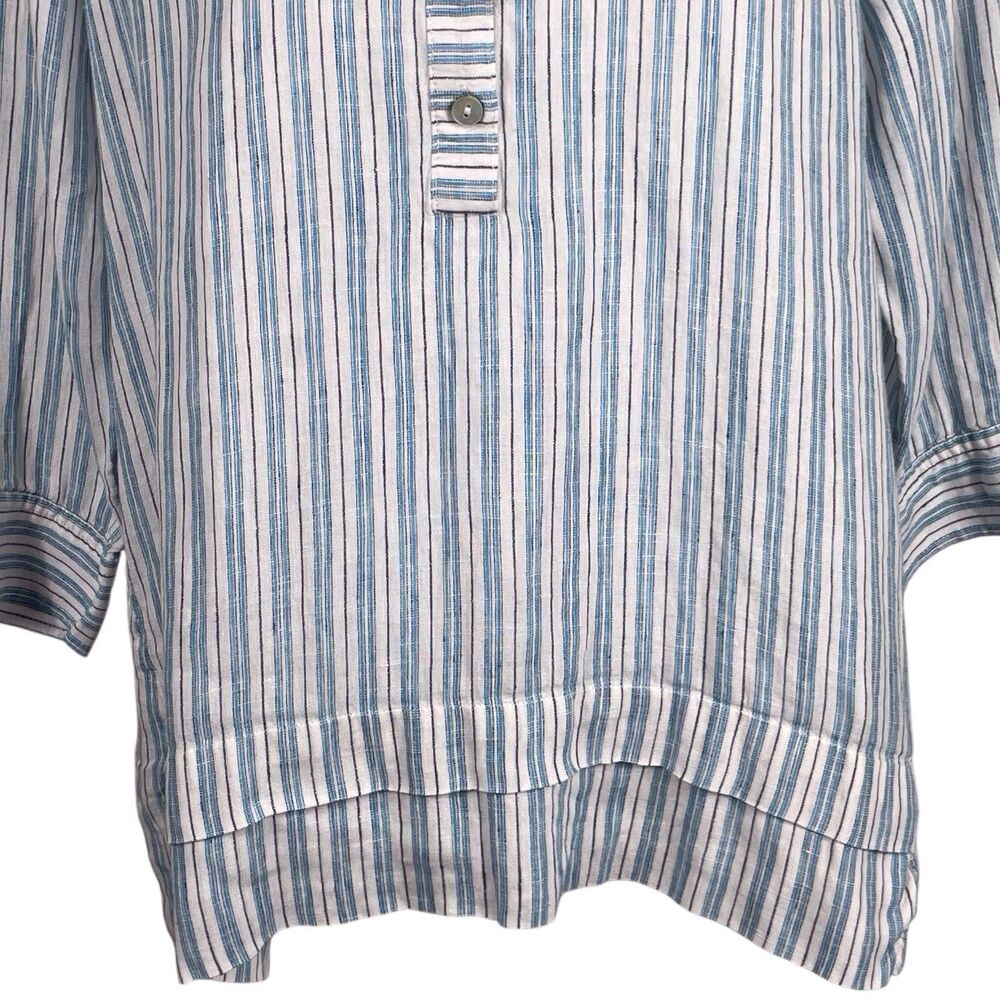 J.Jill Love Linen Striped Popover Tunic Petite Medium Blue - Picture 8 of 16